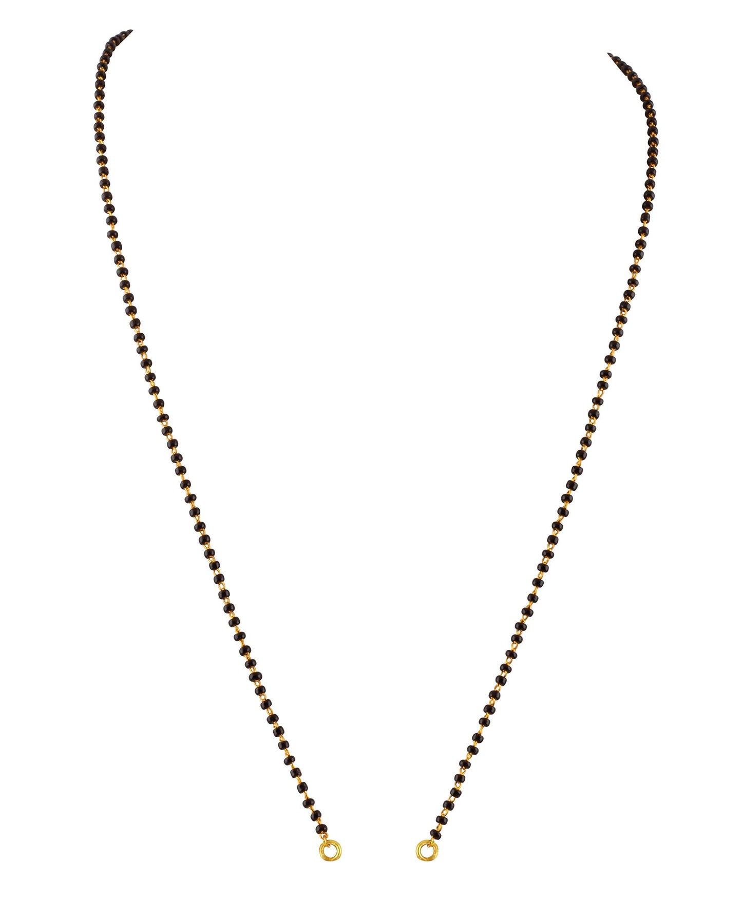 Black Micro High Gold Plated Bead Mangalsutra Chain (Single Line 24 Inches)
