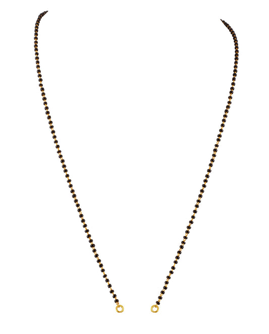Black Micro High Gold Plated Bead Mangalsutra Chain (Single Line 24 Inches)