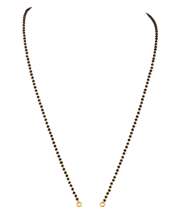 Black Micro High Gold Plated Bead Mangalsutra Chain (Single Line 24 Inches)