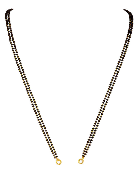 Black Micro High Copper & Gold Plated Bead American Diamond Mangalsutra Chain (Double Line 24 Inches)