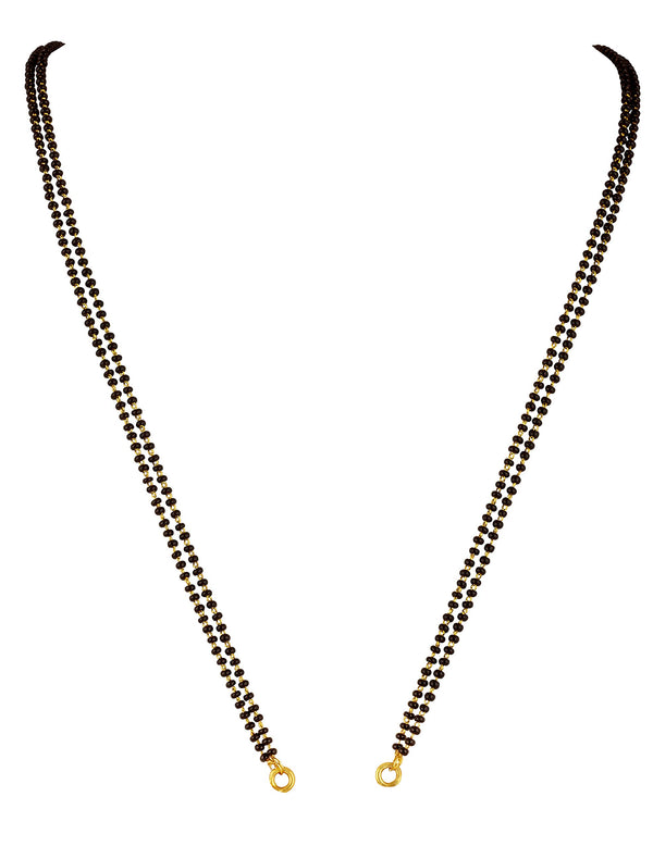 Black Micro High Copper & Gold Plated Bead American Diamond Mangalsutra Chain (Double Line 24 Inches)