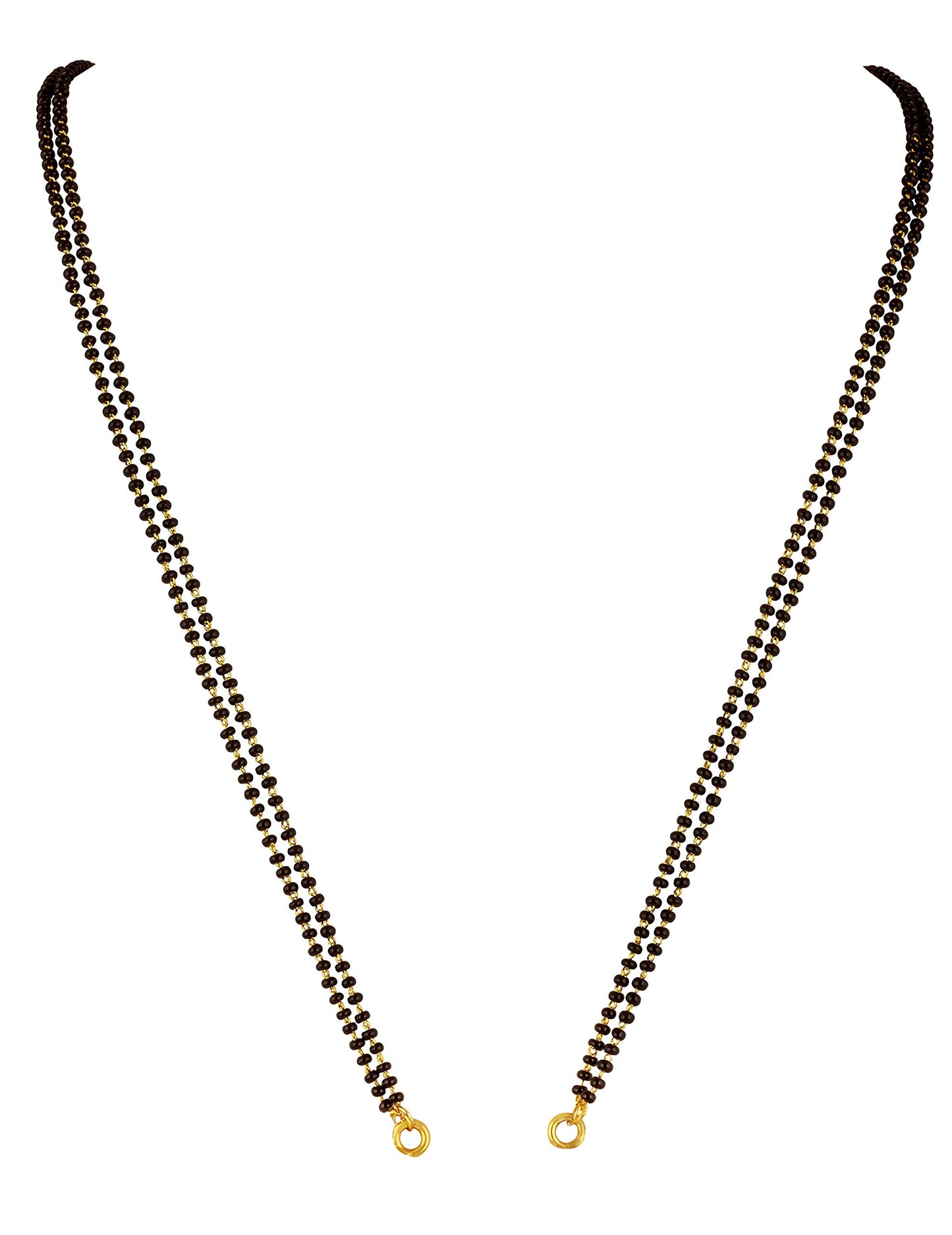 High Gold Plated Black Bead Mangalsutra Chain – 30-Inch Double Layered
