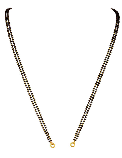High Gold Plated Black Bead Mangalsutra Chain – 30-Inch Double Layered