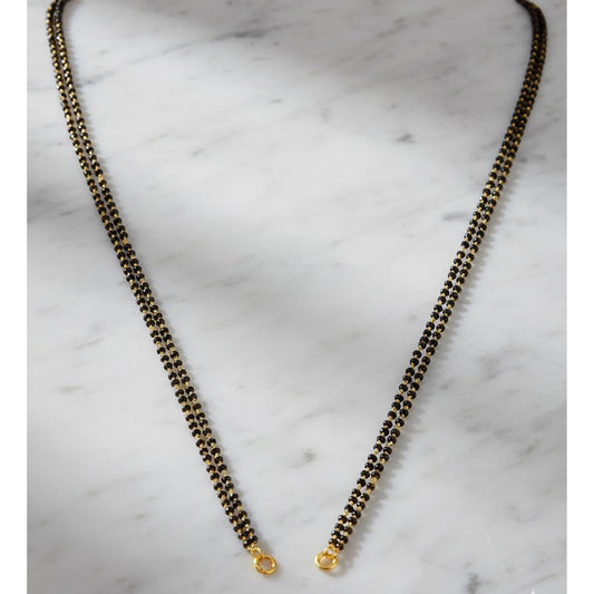 High Gold Plated Black Bead Mangalsutra Chain – 30-Inch Double Layered