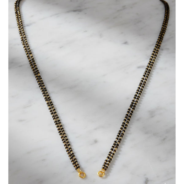 High Gold Plated Black Bead Mangalsutra Chain – 30-Inch Double Layered