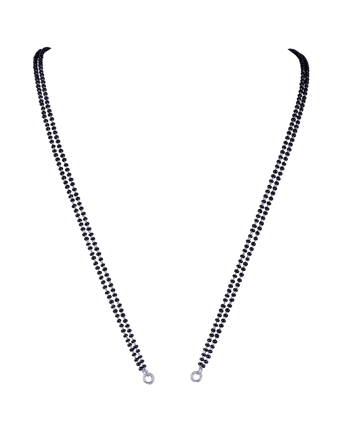 Black Micro High Silver Plated Bead Mangalsutra Chain (Double 18 Inches)