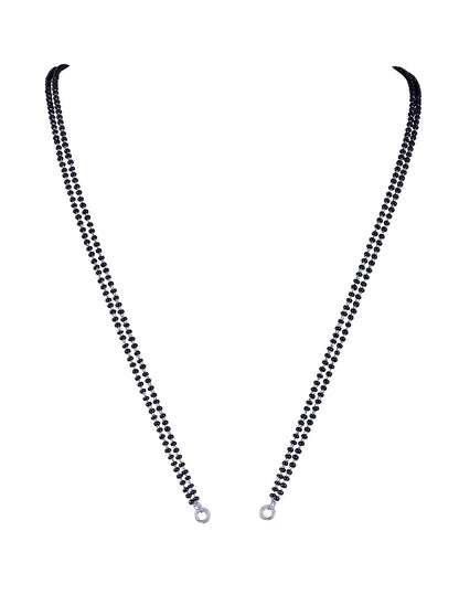Black Micro High Silver Plated Bead Mangalsutra Chain (Double 18 Inches)