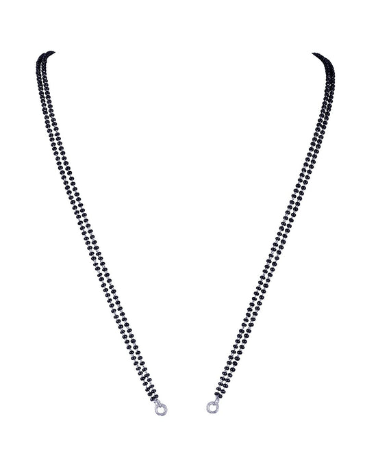 Black Micro High Silver Plated Bead Mangalsutra Chain (Double 18 Inches)