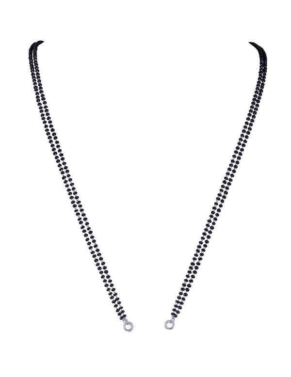 Black Micro High Silver Plated Bead Mangalsutra Chain (Double 18 Inches)