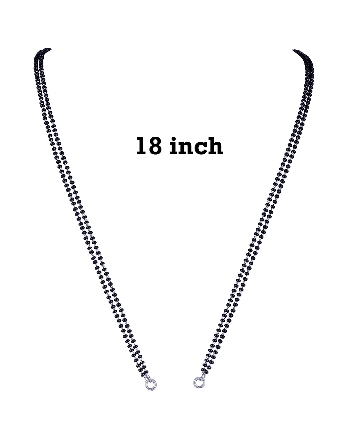 Black Micro High Silver Plated Bead Mangalsutra Chain (Double 18 Inches)
