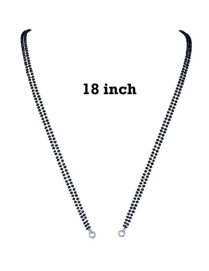 Black Micro High Silver Plated Bead Mangalsutra Chain (Double 18 Inches)
