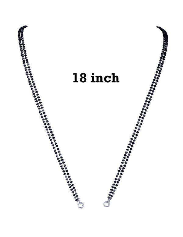 Black Micro High Silver Plated Bead Mangalsutra Chain (Double 18 Inches)