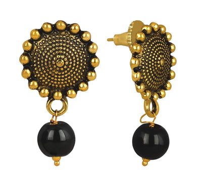 Gold-Plated Key Hole Mangalsutra – Double Chain Black Beaded Ethnic Set