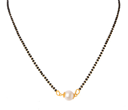 One Gram Gold Plated Pearl Design Mangalsutra Black Beaded Chain
