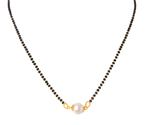 One Gram Gold Plated Pearl Design Mangalsutra Black Beaded Chain
