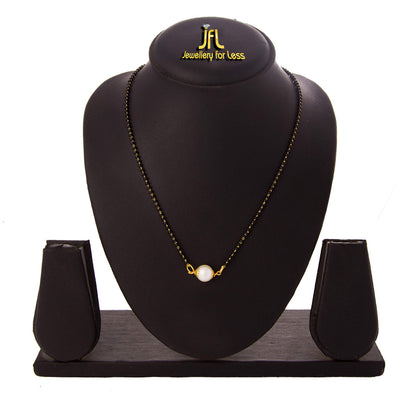 One Gram Gold Plated Pearl Design Mangalsutra Black Beaded Chain
