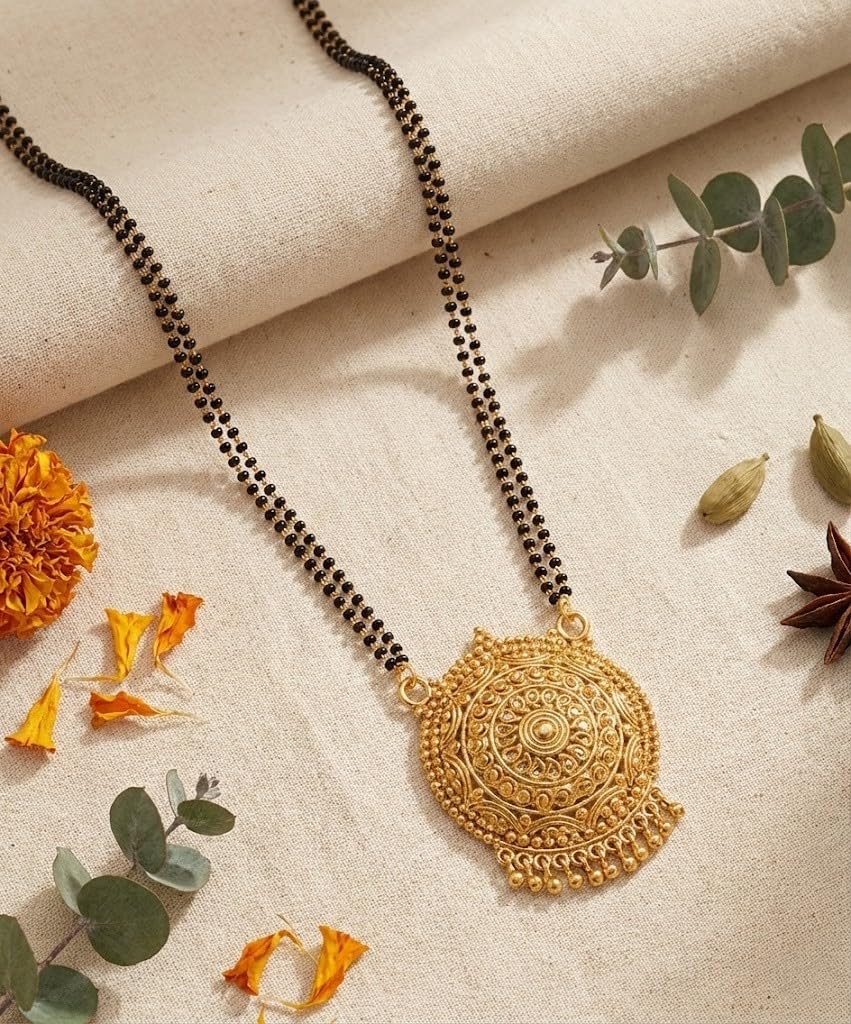 Gold-Plated Floral Mangalsutra – Modern Ethnic Necklace for Daily Wear