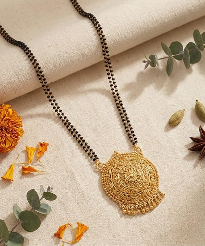 Gold-Plated Floral Mangalsutra – Modern Ethnic Necklace for Daily Wear