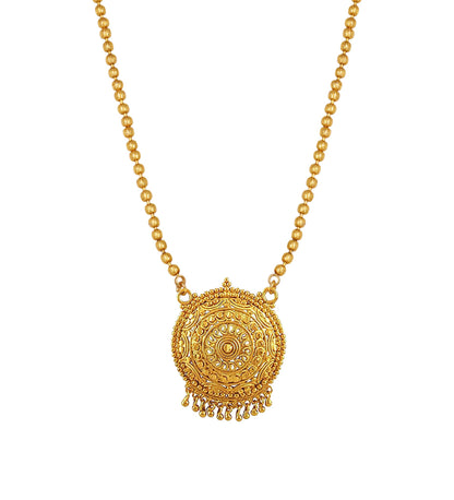 Gold-Plated Pendant Necklace – Elegant Ball Chain Set for Daily Wear