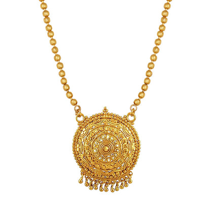Gold-Plated Pendant Necklace – Elegant Ball Chain Set for Daily Wear
