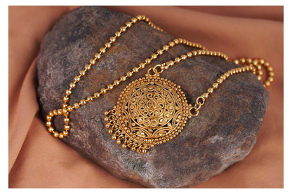 Gold-Plated Pendant Necklace – Elegant Ball Chain Set for Daily Wear