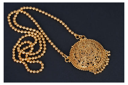 Gold-Plated Pendant Necklace – Elegant Ball Chain Set for Daily Wear