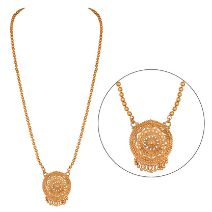 Gold-Plated Pendant Necklace – Elegant Ball Chain Set for Daily Wear