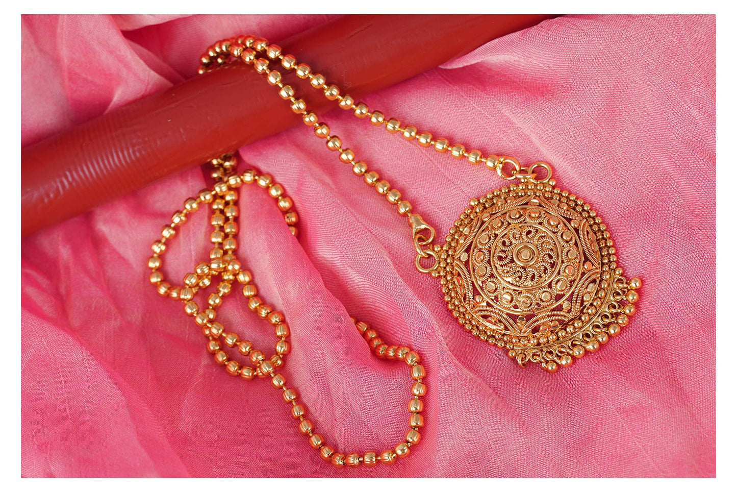 Gold-Plated Pendant Necklace – Elegant Ball Chain Set for Daily Wear