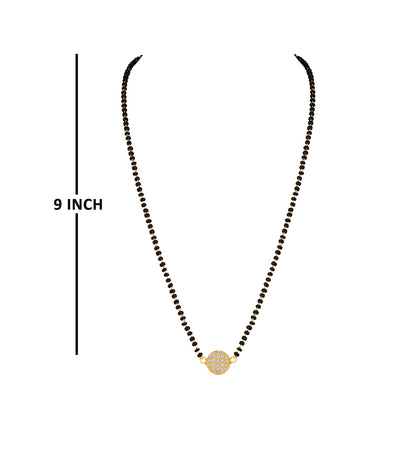 Women'S One Gram Gold Plated American Diamond Studded Single Ball Pendant Short Chain Mangalsutra .