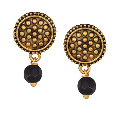 Oxidise Gold Plated Leaf Shape Pendant Mangalsutra . (Black)