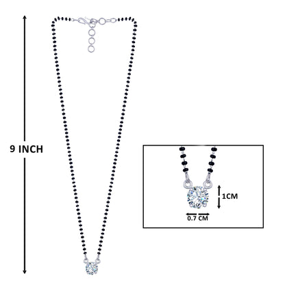 Silver Plated Solitaire Modern Cz American Diamond Mangalsutra (18 Inch)