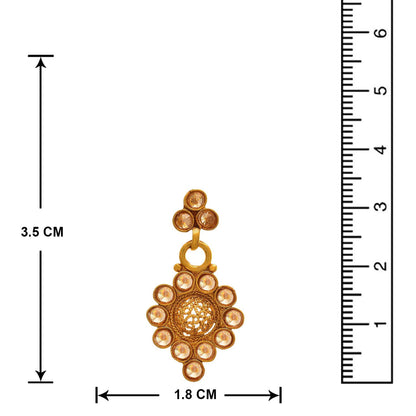 One Gram Gold Plated Polki Diamond Necklace Set With Earrings .