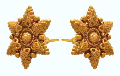 One Gram Gold Plated Temple Necklace Set With Stud Earrings