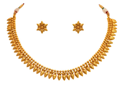 One Gram Gold Plated Temple Necklace Set With Stud Earrings