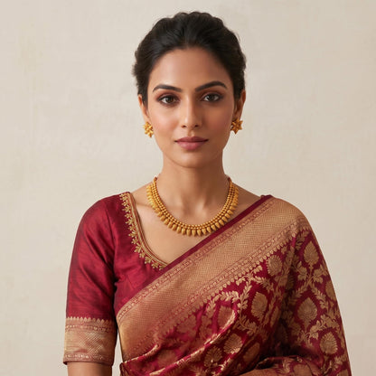 One Gram Gold Plated Temple Necklace Set With Stud Earrings