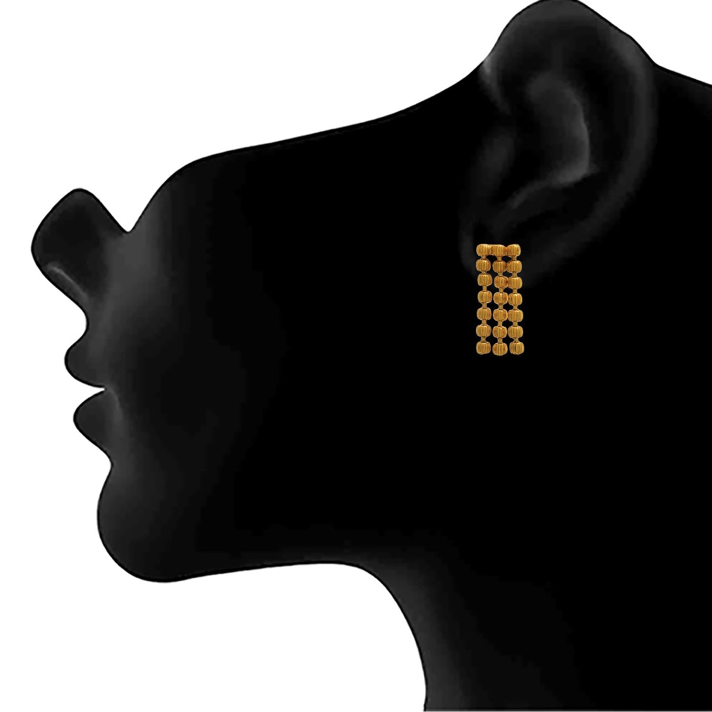 One Gram Gold Plated Bead Long Necklace Set With Earring .