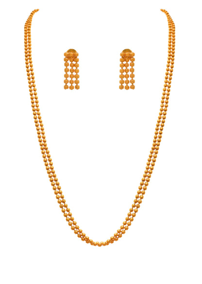 One Gram Gold Plated Bead Long Necklace Set With Earring .