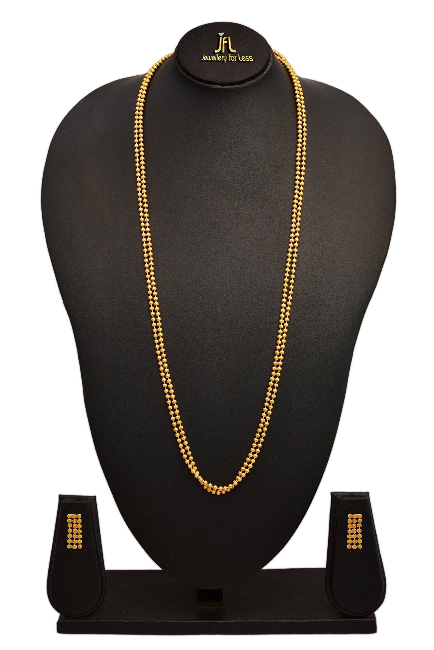 One Gram Gold Plated Bead Long Necklace Set With Earring .