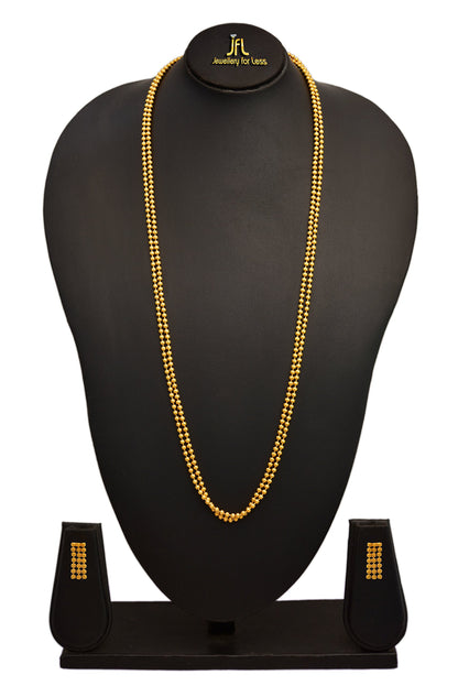 One Gram Gold Plated Bead Long Necklace Set With Earring .