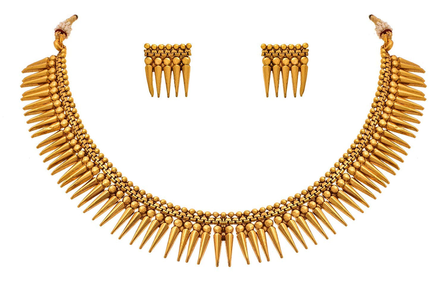 Modern 1G Gold Plated Divine Sun Rays Necklace Set With Earrings