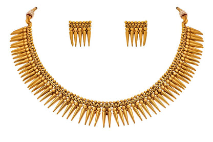 Modern 1G Gold Plated Divine Sun Rays Necklace Set With Earrings