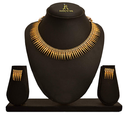Modern 1G Gold Plated Divine Sun Rays Necklace Set With Earrings