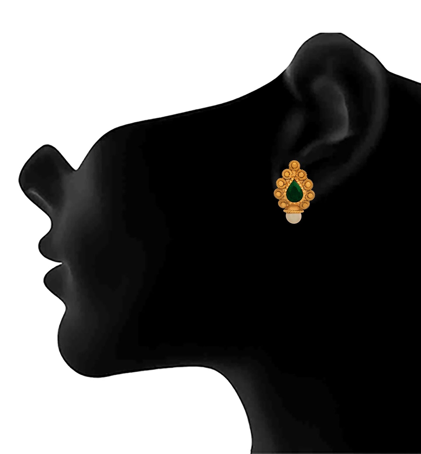 One Gram Gold Plated Stone & Pearl With Kundan Necklace Set .