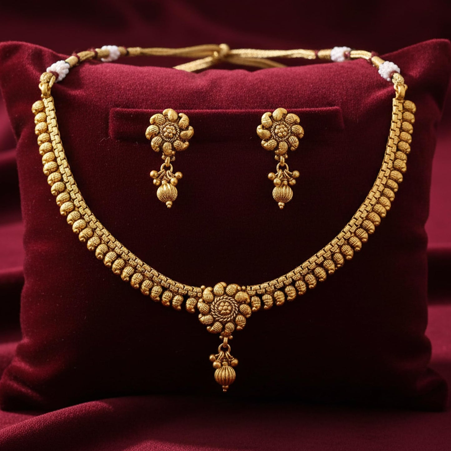 And 1 G Golden Gold Plated Kaerie Necklace Set With Earring