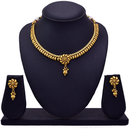 And 1 G Golden Gold Plated Kaerie Necklace Set With Earring