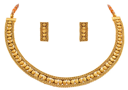 And One Gram Gold Plated Patta Necklace Set With Earring N Women