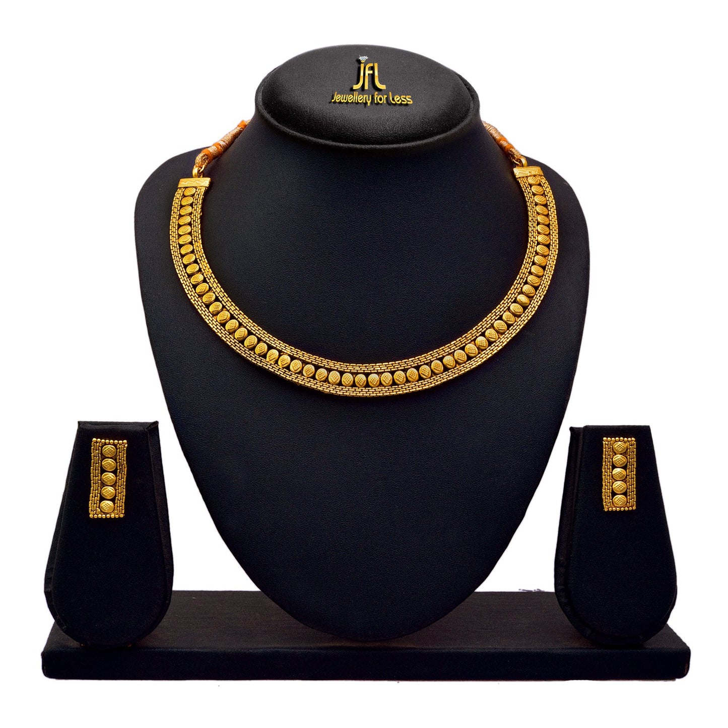 And One Gram Gold Plated Patta Necklace Set With Earring N Women