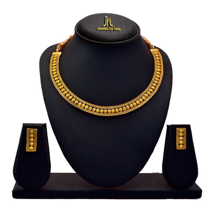 And One Gram Gold Plated Patta Necklace Set With Earring N Women