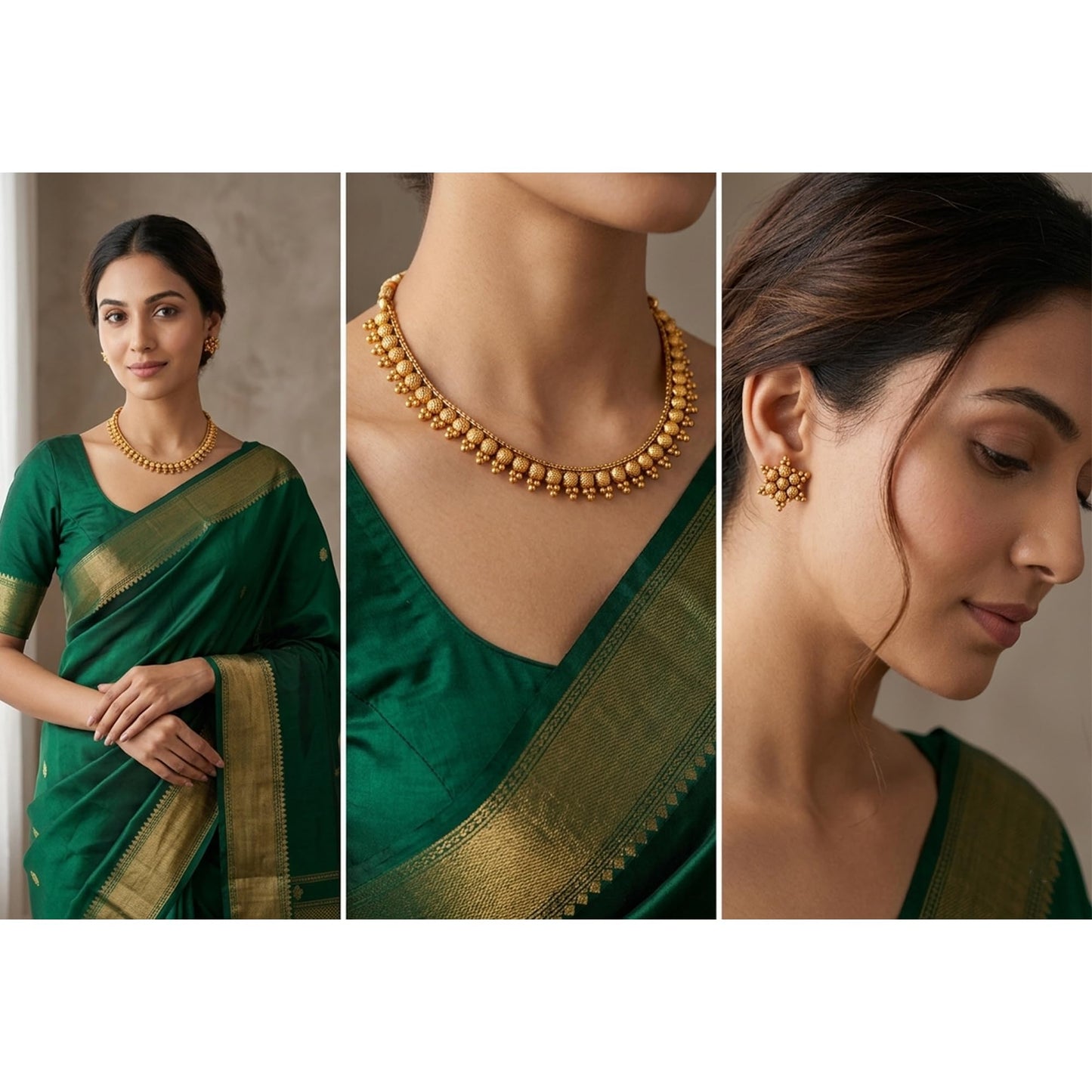 Floral One Gram Gold Plated Necklace Set With Stud Earrings