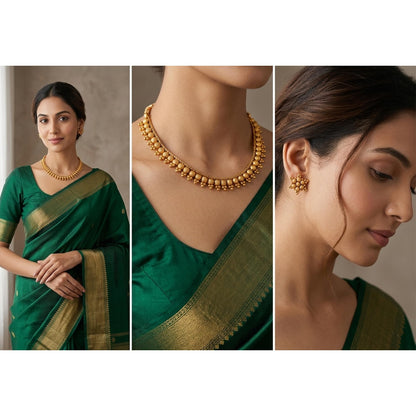 Floral One Gram Gold Plated Necklace Set With Stud Earrings